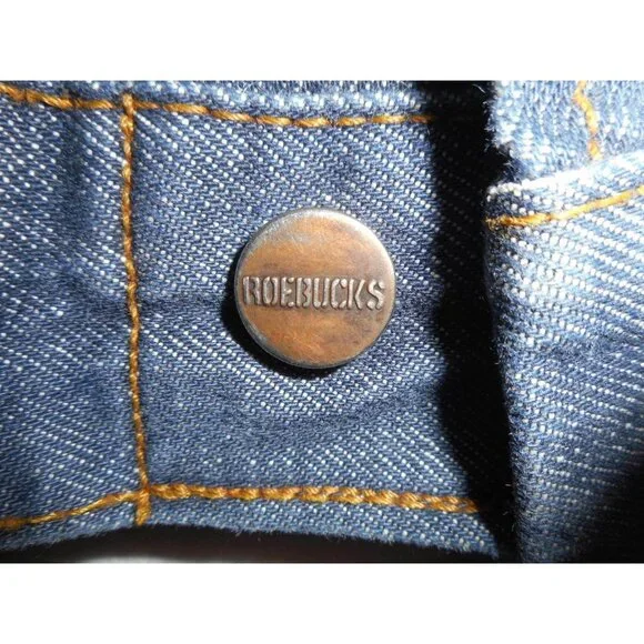 Vtg Size 36R Roebucks red quilted lining Blue Denim Jacket Trucker 1950s/60s - Picture 4 of 6